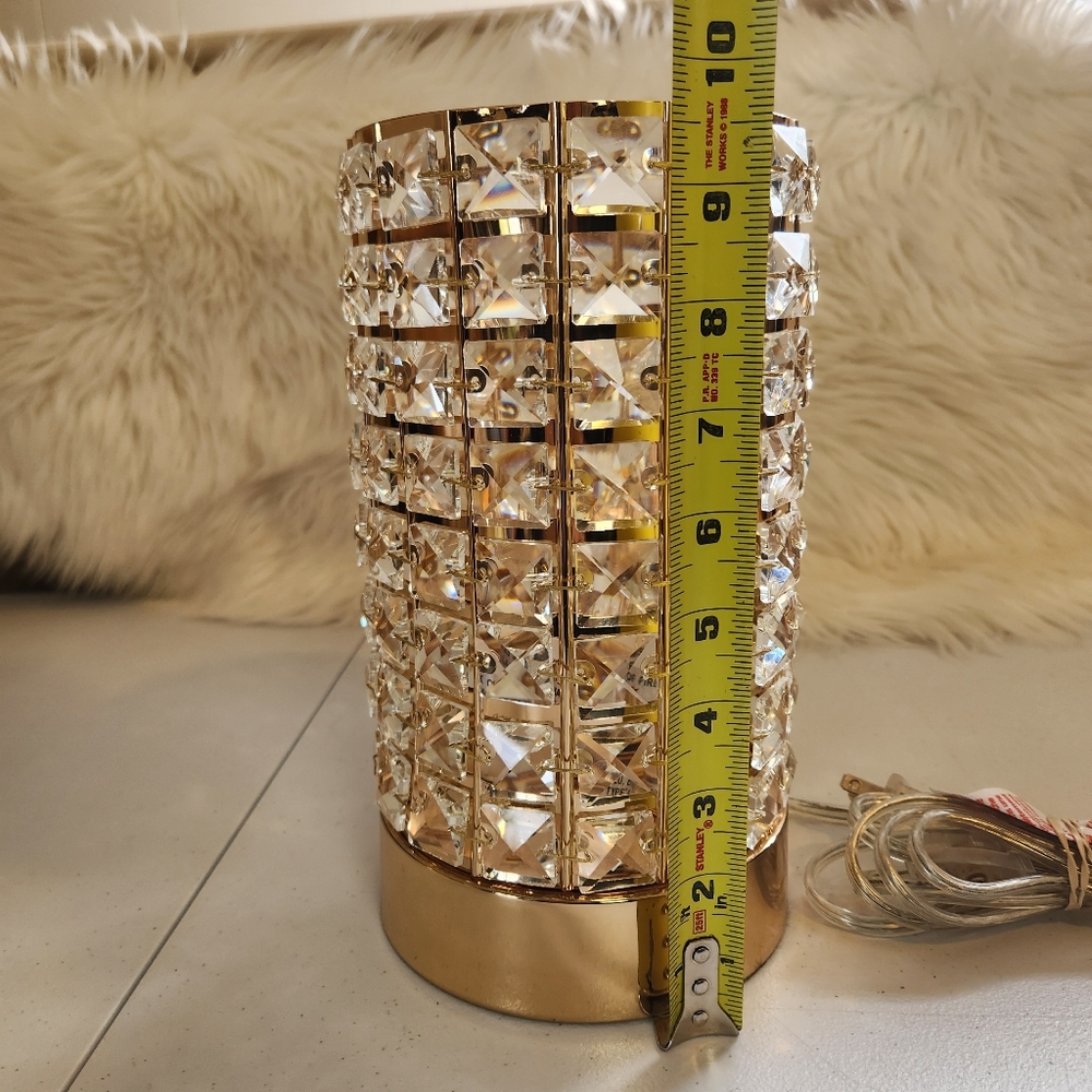 Gold Crystal Diamond Type Desk Lamp Shade Vanity Bedroom Light Home Decor Luxury - Picture 8 of 11